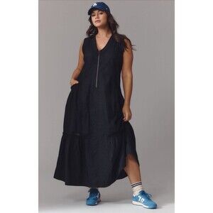 Anthropologie Daily Practice Maxi Dress Black Trek Utility Vacay Boho Sz 3X NWT